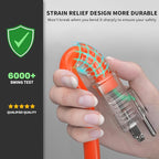 POWGRN 10 FT 12/3 Gauge Extension Cord with Multiple Outlets Outdoor, 3 Outlet Extension Cord Heavy Duty Orange with Lighted, Tri-Tap Power Cable, 12AWG 15Amp 1875Watts 125Volts SJTW, ETL Listed