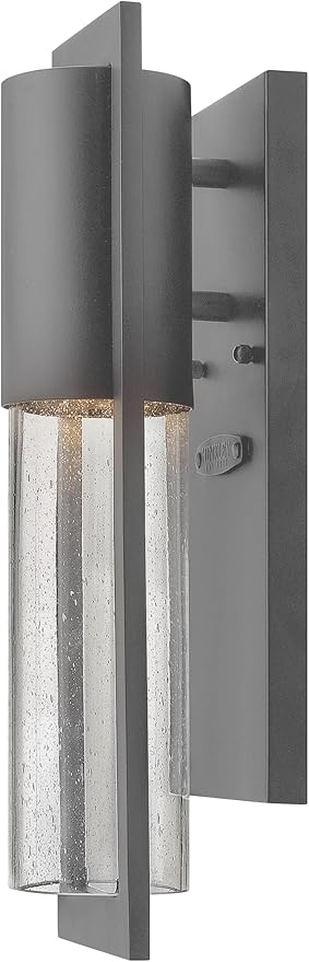 Hinkley Shelter Medium Outdoor LED Wall Mount Lantern - Minimalist Style, Dark Sky-Compliant, Solid Aluminum/Clear Seedy Glass - Hematite