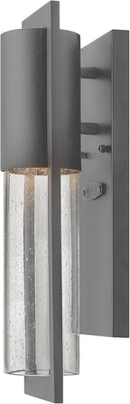 Hinkley Shelter Medium Outdoor LED Wall Mount Lantern - Minimalist Style, Dark Sky-Compliant, Solid Aluminum/Clear Seedy Glass - Hematite