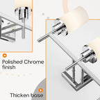 Bathrom Light Fixtures Polished Chrome 3 Vanity Lights with White Frosted Glass Shade, Wall Lamps Over Mirror for Bath Washroom Bedrom T001CH-L3