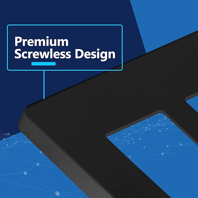 LIDER Matte Finish Double Decorator Switch Cover, Screwless Wall Plate, Mid-Size 2-Gang 4.88" x 4.92", Unbreakable Polycarbonate Thermoplastic, UL Listed, LSWP-32M-BK5P, Black, 5 Pack