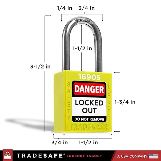TRADESAFE Lockout Tagout Locks Set - 10 Yellow Loto Locks, Lockout Locks Keyed Different, 2 Keys Per Lock, OSHA Compliant Lock Out Tag Out Padlocks, Safety Padlocks for Electrical Lockout Tag Out Kits