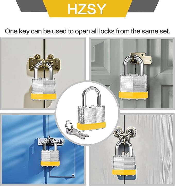 Padlocks Keyed Alike, Pack of 60, Laminated Steel Keyed Lock (1-9/16", 40mm), Padlocks with Same Key, Normal Shackle, for Toolbox, Locker & StorageUnit or More