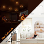 CycevSun 6 Pack LED Recessed Lighting 6 Inch with Night Light, Dimmable 5CCT Canless Ultra Thin Wafer Downlight Soffit with Junction Box, 5 Color Selectable, 12W, ETL & Energy Star