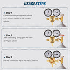 Nitrogen Regulator, 0-800PSI Nitrogen Regulator HVAC with CGA580 Inlet, 1/4" Male Flare Outlet Connection, Nitrogen Tank Regulator for HVAC Purging, Leak Checking, Pressure Testing, Welding