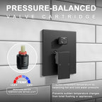 Lava Odoro Modern 2-Setting Square Shower System with Rain Shower Head and Handheld Spray Black, Rainfall Shower Faucet Set Chrome, Shower Valve and Trim Kit, Polished Chrome SF103-MB