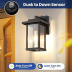 Outdoor Wall Light Fixtures, Modern Exterior Wall Mount Lanterns, Outside Wall Sconces in Black Finish with Clear Glass for Porch Patio Farmhouse, 2-Pack