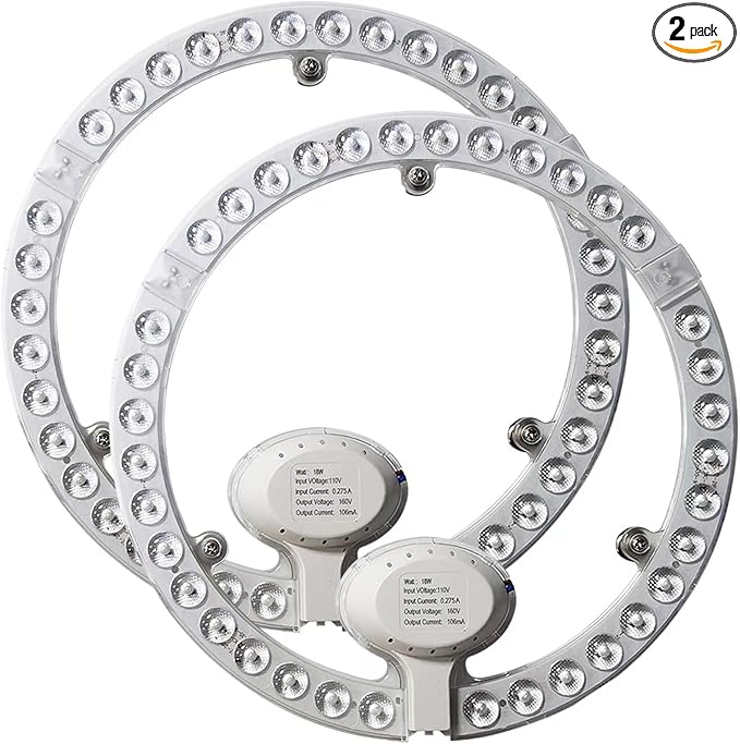 9 Inches LED Circline Light Bulb 18 Watt Replacement for T9 FC9T9 22W, FC10T9 30W, FC12T9 32W Circular Fluorescent Bulb, 6500K Day Light 2200LM, Not Dimmable, 2 Pack