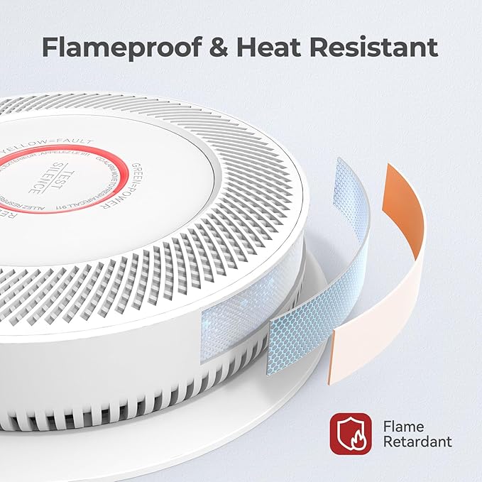 Smoke & Carbon Monoxide Detectors 10-Year Battery, Photoelectric Sensor & Test-Silence Button - UL217-9th Listed Fire Alarms for Home Safety (4 Pack)