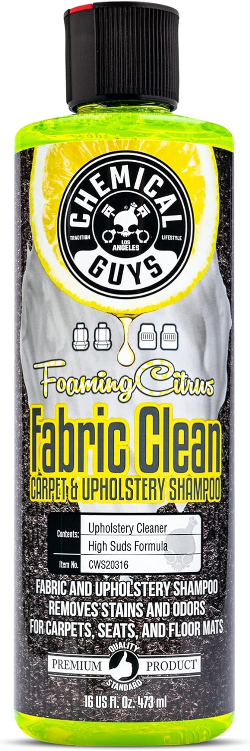 Chemical Guys Foaming Citrus Fabric Clean Carpet and Upholstery Cleaner - For Car Carpets, Seats, and Floor Mats, Safe for Cars, Home, Office, and More, Citrus Scent - 16 oz