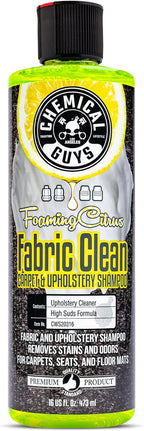 Chemical Guys Foaming Citrus Fabric Clean Carpet and Upholstery Cleaner - For Car Carpets, Seats, and Floor Mats, Safe for Cars, Home, Office, and More, Citrus Scent - 16 oz