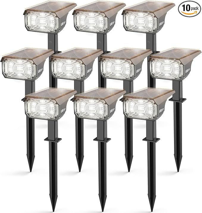 Solar Spot Lights,IP65 Waterproof 40 LED's Landscape Spotlights,3 Modes Outdoor Garden Lights, 360 Adjustable Lighting Angle, Solar Powered Wall Lights for Yard Porch 10 Pack