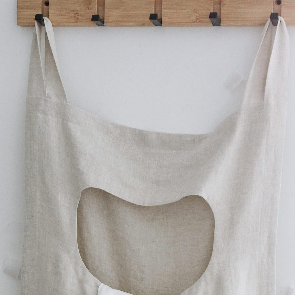 Amazhiyu 100% Linen Door Hanging Laundry Hamper Bag, 19x27 Inches (Linen)
