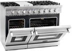 COSMO COS-EPGR486G 48 in. Haven Collection 7 cu. ft. Double Oven Gas Range, 6 Burners, Griddle, Convection, Knob LEDs, Stainless Steel