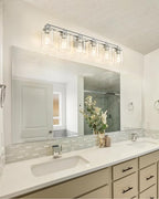 Bathroom Vanity Light Fixtures 6 Light, HWH Brushed Nickel Vanity Light Bathroom Lights Over Mirror, Wall Vanity Lights for Bathroom with Clear Glass Shade, 5HLT63B-6W BN