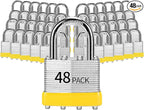 Padlocks Keyed Alike, Pack of 48, Laminated Steel Keyed Lock (1-9/16", 40mm), Padlocks with Same Key, Normal Shackle, for Toolbox, Locker & StorageUnit or More