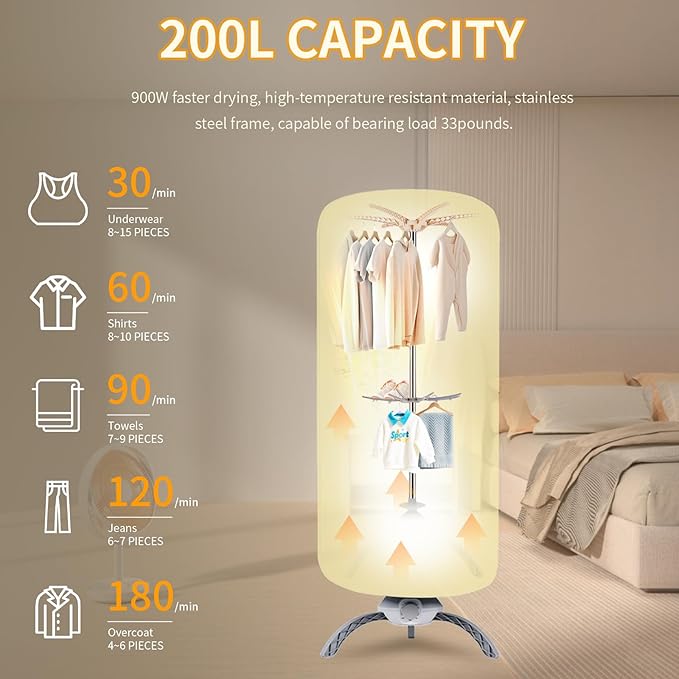 Portable Clothes Dryer for Apartment, RV and Travel, Secadora de ropa portatil, Mini Dryer Quickly Dry Light Clothes, Underwear, Baby Clothes, Socks and Shoes
