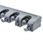 Amazon Basics Rectangular Heavy Duty, Wall Mount Storage Broom, Mop Holder or Tool Organizer with Hooks and Slots for Home, Garage, Garden, Laundry, or Kitchen, 2.36 x 16.9 x 3.35 in, Gray