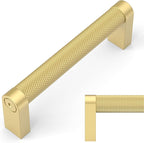 Amerdeco 10 Pack Brushed Gold Cabinet Pulls 3-3/4 Inch Hole Centers Kitchen Cabinet Handles Hardware Kitchen Handles for Cabinets Handles ZH0064