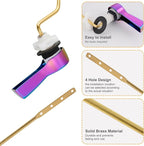 Hibbent Universal Metal Side Mount Toilet Handle Replacement Kit, Brass Toilet Flush Tank Lever with Stainless Steel Flapper Chains for Most Toilets, Rainbow