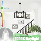E26 Base Candelabra LED Light Bulbs 5000K Daylight, 6W, 60 watt Equivalent, E26 LED Bulb Non-Dimmable, B10 Chandelier Candle Light Bulbs, 90+CRI, 600LM, Cear Glass, 6 Pack