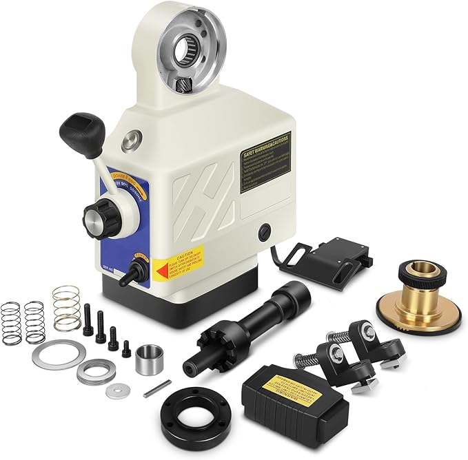 FAHKNS Z-Axis Power Feed for Milling Machine 450 in-lb Torque 0-200RPM Table Milling Machine Power Feeder 110V for Bridgeport and Similar Knee Type Milling Machines(5/8" Diameter Shaft)