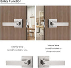 Probrico 5 Pack Interior Bedroom Entrance Door Lever Doorknobs Door Lock One Keyway Entry Keyed Alike Same Key Entrance Lockset in Satin Nickel Each with 3 Keys