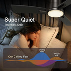 42 Inch Ceiling Fans Black Lights and Remote,White Low Profile Ceiling Fan with Light,Flush Mount,Reversible,6 Speeds,3CCT Dimmable,for Bedroom,Living Room,Indoor Patio