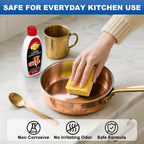 Copper & Brass Cleaner and Polish – 17.6 Oz Gentle Copper Polishing Cream for Pots, Pans, Sinks, Cups, Antiques – Restores Shine, Gentle Removes Tarnish & Stains – Non-Scratch, Easy to Use