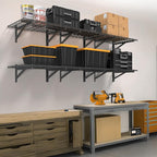 4 Pack Heavy Duty Garage Wall Shelving Set (2x3ft), Wall Mounted Garage Shelves 1000lbs Capacity, 24"x72" Shelf Storage Rack Floating Shelves, Black