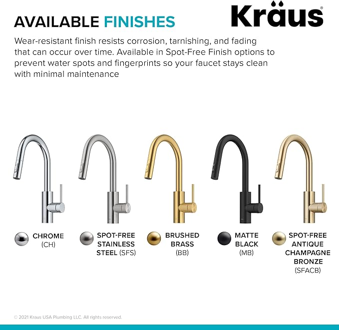 KRAUS Oletto Single Handle Pull Down Kitchen Faucet with QuickDock Top Mount Installation Assembly in Spot-Free Brushed Brass, KPF-2620BB