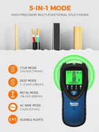 Mecurate 5-in-1 Stud Finder with LCD Display, Wall Scanner for Studs, Metal, AC Wires Detection, Lightweight & Durable, Perfect for Homeowners & DIY Projects(Blue)