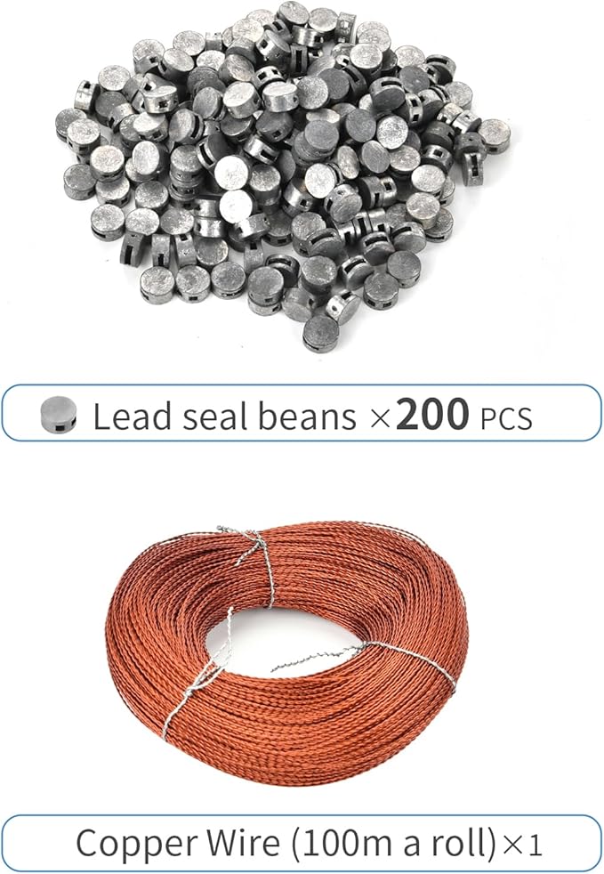 200PCS 10x6mm Round Lead Seals Security Meter Seals with Copper Wires (100m)