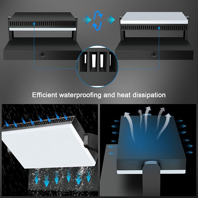 Modern Sleek Flood Lights Outdoor, 120W 5000K Dusk-to-Dawn Photocell with 360° Rotation, 14200LM IP65 Waterproof LED Security Wall Pack for Building,Yard,Driveway (4 Pack)