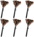 Retractable Feather Duster-Genuine Ostrich Feathers,Anti-Static,Reusable Eco-Friendly Handheld Cleaning for Keyboard,Home,Car,Office(10 to 15 Inches) 6 Pack
