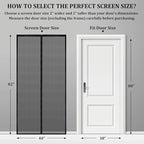 Magnetic Screen Door - Self Sealing, Heavy Duty, Hands Free Mesh Partition Keeps Bugs Out Let Breeze in- Pet and Kid Friendly - Keep Open Feature (Black, Fit Door Size 38 x 80 Inch)