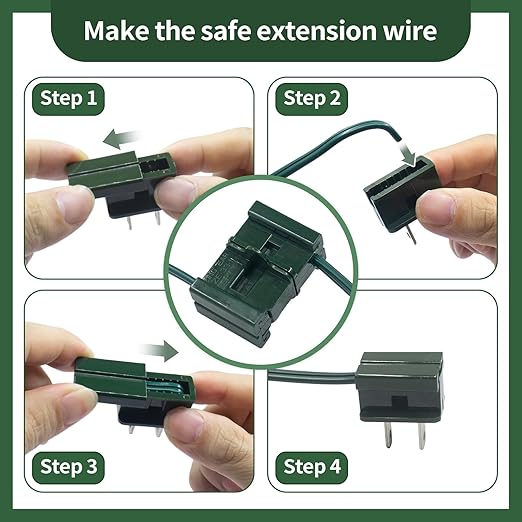 18 Gauge SPT-1 Wire Green 100FT 6PCS Specialized Vampire Plug Landscape Lighting Wire, can be Used as a Cord for Indoor Low Voltage Devices and Outdoor String Light Power Cord Extension