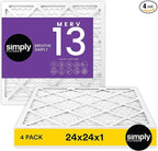 Simply 24x24x1 Air Filter, MERV 13, MPR 1500, 4 Pack, For Home AC Furnace & HVAC (Actual Size: 23.75"x23.75"x0.75") DUST, Pet, & Allergy Control