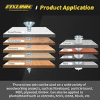 Wood Screws Assortment Kit, FIXLINK 240 PCS High Hardness Flat Head Wood Screws Set, Phillips Drive Assorted Screws, Contain 15PC Anchors and 8 Size (2-1/2”,2”,1-1/2”,1-1/4”,1”,3/4”,5/8”,1/2”), Zinc