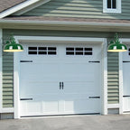 Outdoor Gooseneck Barn Light, 14 Inch Dome Rustic Outdoor Wall Sconce, Farmhouse Exterior Wall Mount Lighting Fixture, Industrial Green Wall Lantern for Porch, Entryway, Garage, RZ007M GR+WH