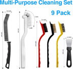 Multi-Purpose Hard Bristle Brush Set, Crevice Cleaning Brush Kit for Deep Cleaning Kitchen, Bathroom, Grout, Sink, Cup, Teapot, Bottle, Blender, Corners, Tight Spaces，9 Pack