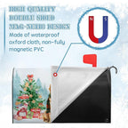 Xmas Dog Magnetic Mailbox Covers Christmas Tree Mail Box Cover Standard Size Winter Retriever Dogs Post Letter Box Wraps 21x18 Inch for Garden Outdoor Decor