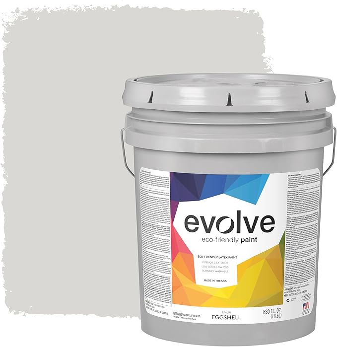 EVOLVE Paint & Primer: Environment-friendly, Low Sheen with One-coat Coverage for Interior & Exterior surfaces (Morning Frost, 5-Gallon)
