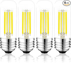 3.2 Inch 5000K Daylight White E26 LED Bulb 60 Watt Equal, AC 120V 600LM Edison Bulbs Dimmable, 6W T10 T30 Filament Light Bulbs Clear Glass for Fan Pendant Wall Light, UL Listed-4 Pack