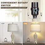 Table Lamps Set of 2, Farmhouse Table Lamps with Nightlight, Rustic Bedside Lamps with Dual USB & AC Outlet, 25.2'' Beige Vintage Nightstand Lamps for Bedroom Living Room, Bulbs Included