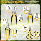 4-Pack Multifunctional Garden Scissors Set-Yellow-BIDMLI Stainless Steel Pruning &Floral Shears with One-Piece Handle Blades Tree Pruning, Flower Trimming, Fruit Picking Tasks Home&Garden Tool.