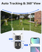 【2-Way Audio & 360° View】 4MP PTZ Security Cameras Wireless Outdoor, WiFi Home Surveillance System, Outside Wireless Security Systems Surveillance DVR Kits
