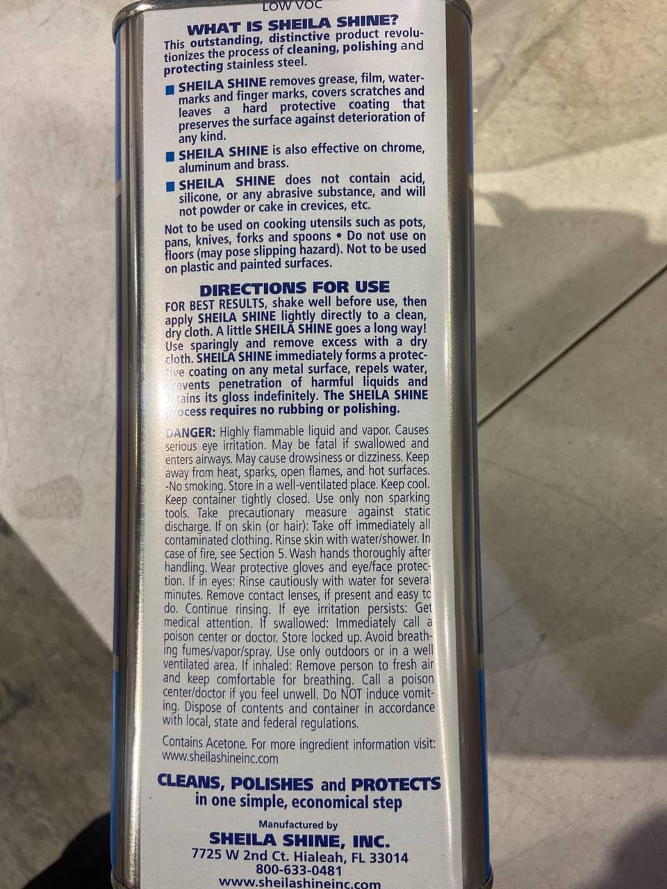 Sheila Shine 1 Gal. Can Low Voc Stainless Steel Cleaner and Polish, Protects Household Kitchen Surfaces, Removes Grease, Fingerprint & Watermarks, Stainless Steel Cleaner for Appliances, Fridge & Oven