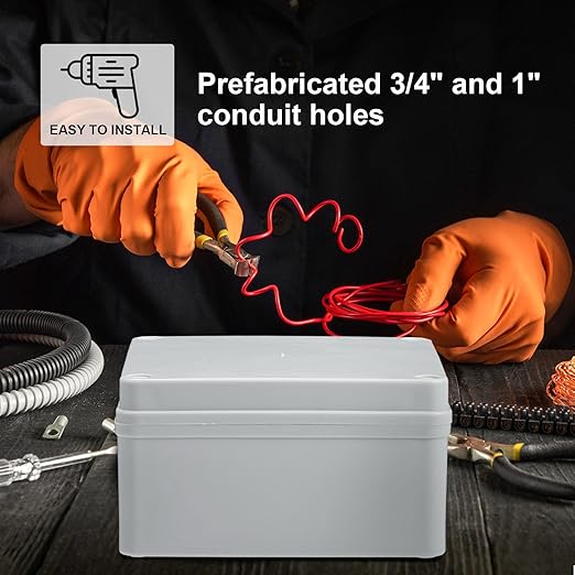 Kanayu Conduit Box Electrical 6'' x 6'' x 3'' Junction Box Plastic Dustproof Waterproof IP65 Gray White Protect Conduits and Fittings Universal Electrical Project Enclosure for Outdoor