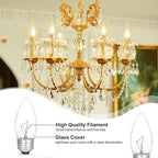 60W Incandescent Torpedo Tip Chandelier, Chandelier Light Bulbs 60 watt, Clear Dimmable, E26 Candelabra Base, Torpedo Transparent Light Bulbs for Chandeliers (10 Pack)